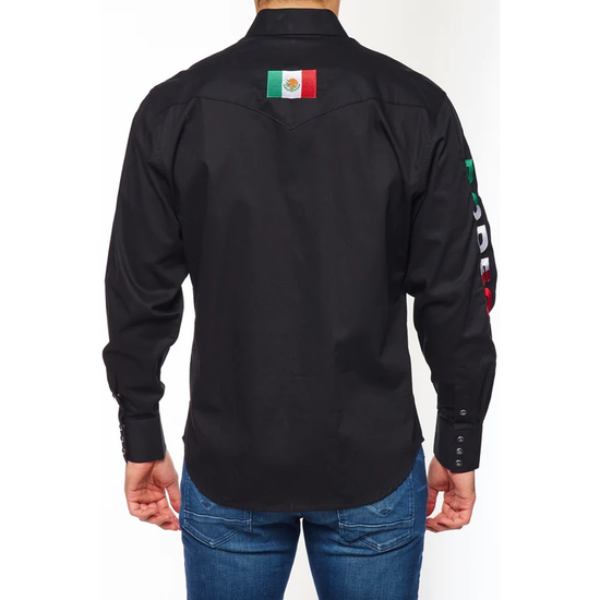 Men's Embroidered Mexican Flag Snap Button Shirt PS550-EMB