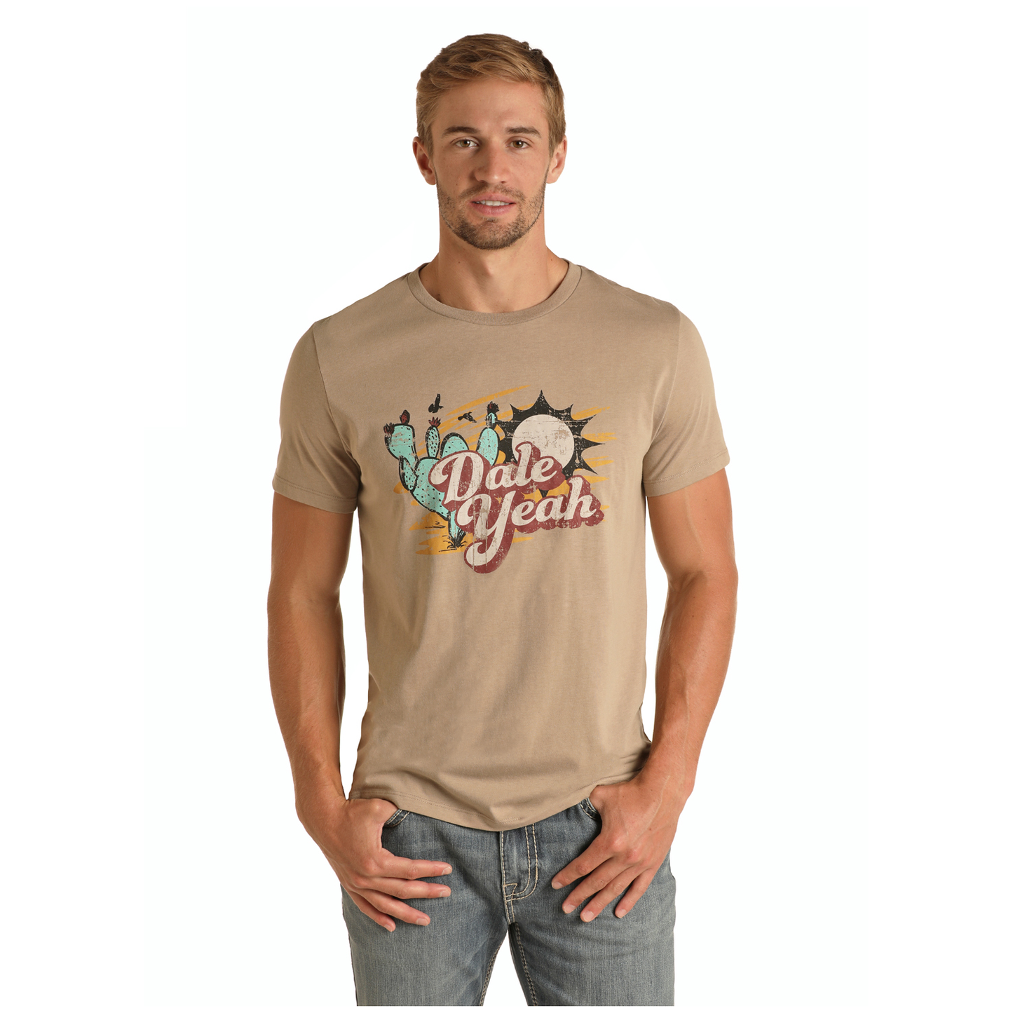 Rock & Roll Denim Men's "Dale Yeah" with Cactus Graphic T-Shirt P9-3363
