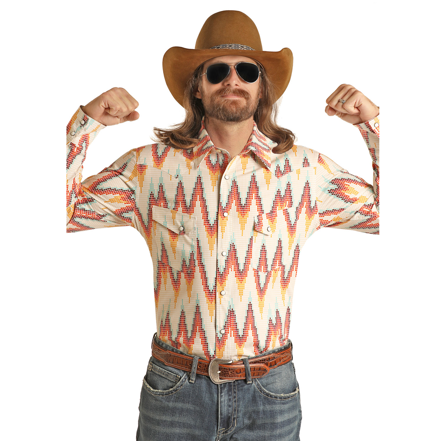 Rock & Roll Cowboy® Men's Dale Digital Aztec Print Shirt RRMSOSRZ7U-12