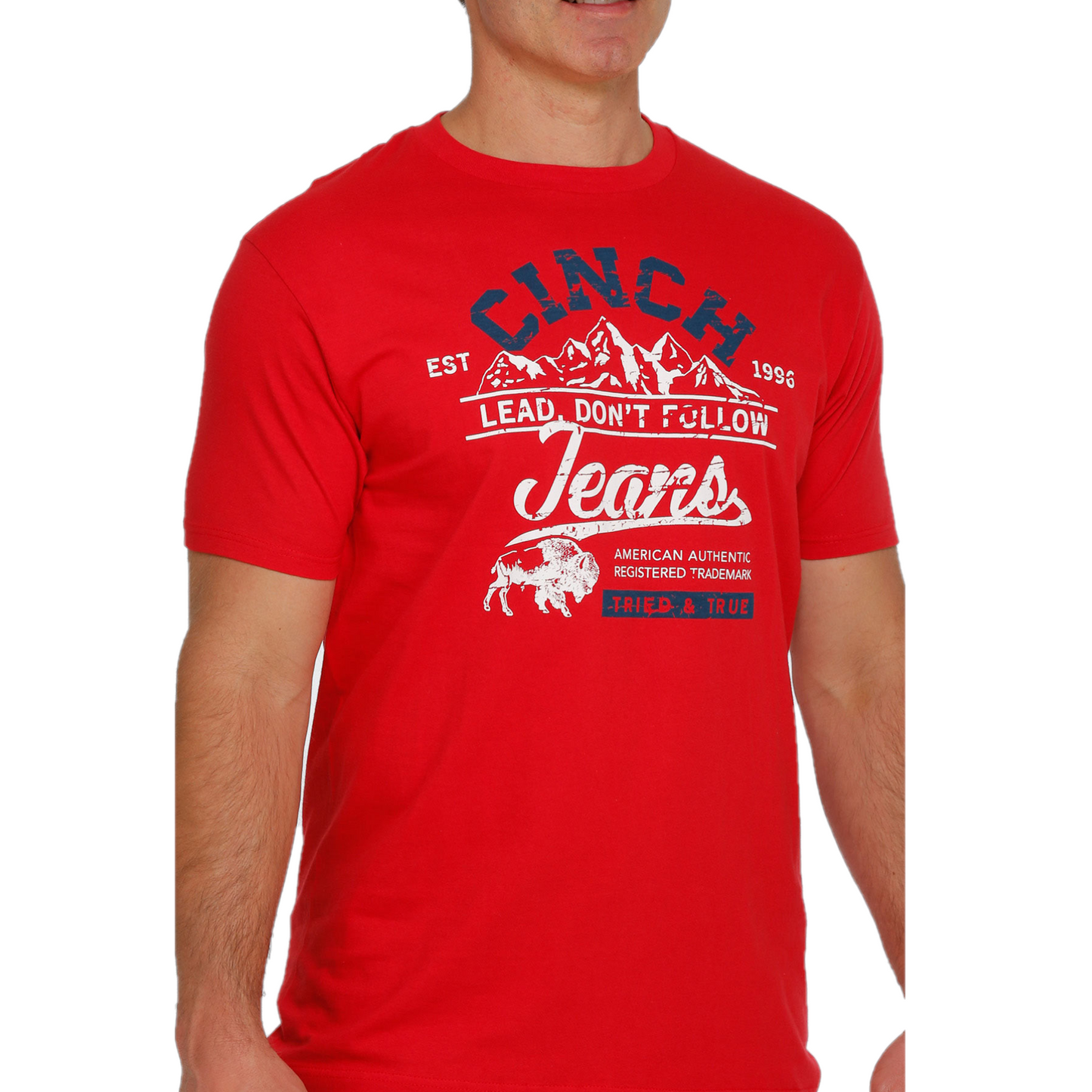 Cinch® Men's "Lead Don't Follow" Logo Red Graphic T-Shirt MTT1690488