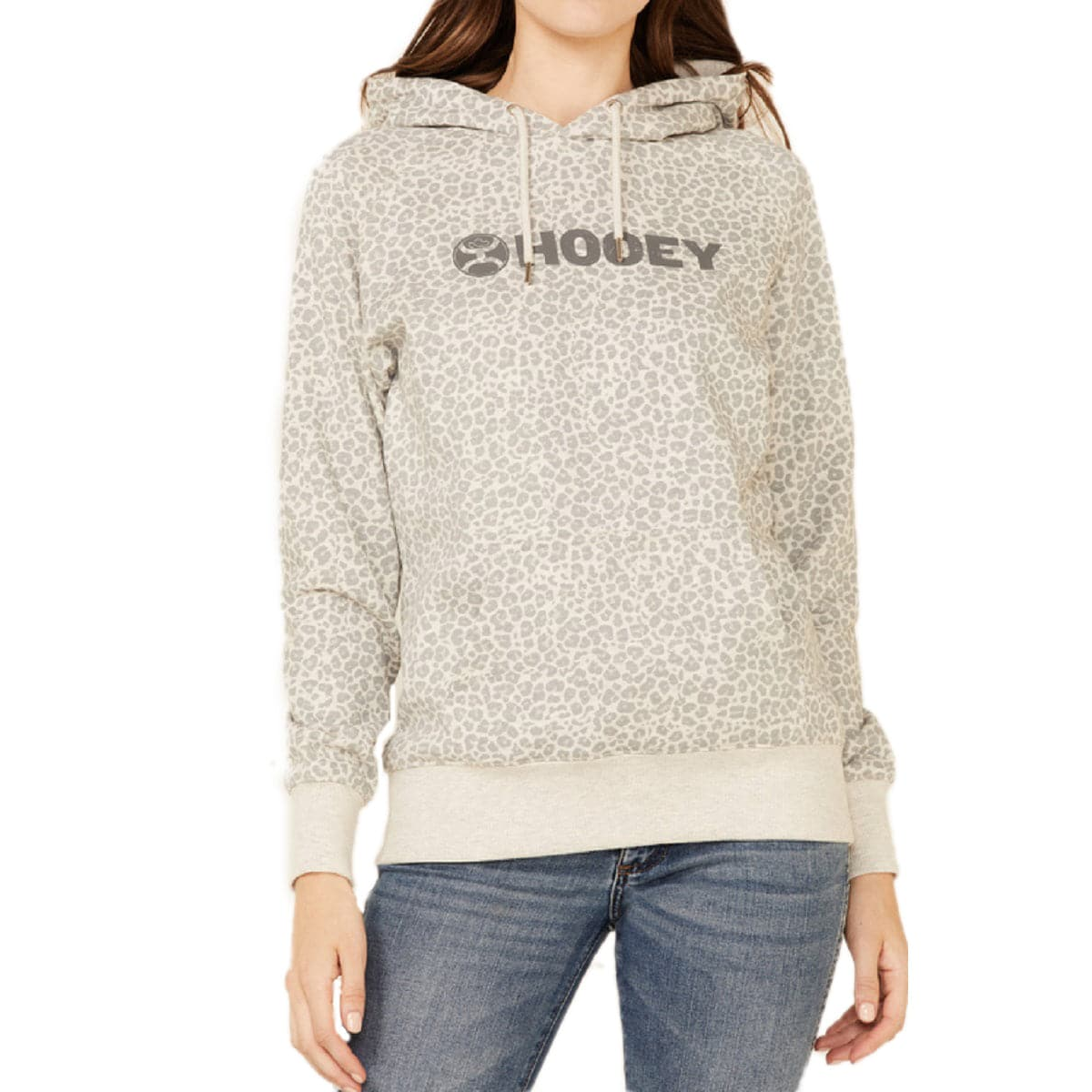 Hooey Girl's Snow Leopard Heather Grey Hooded Sweatshirt HH1169GY-Y