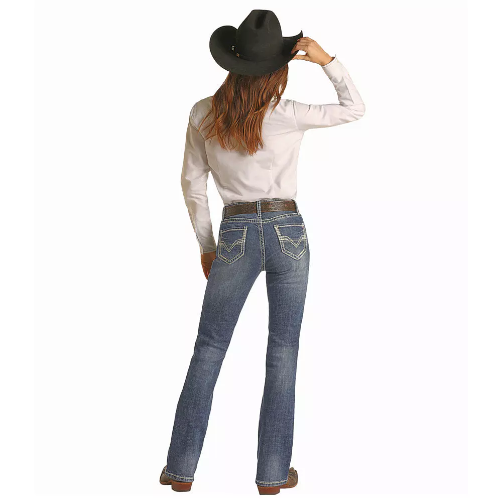 Rock & Roll Denim® Ladies Dark Vintage Bootcut Riding Jeans W7-2709