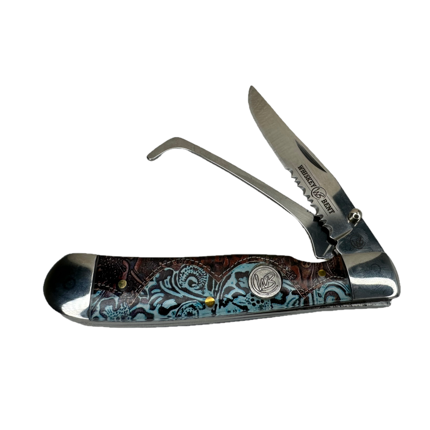 Whiskey Bent Tooled Country Hoofpick With Clip Pocket Knife WB20-38