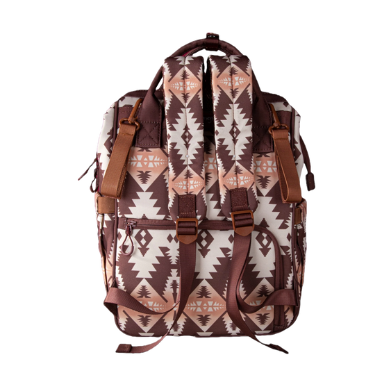 Wrangler Ladies Aztec Printed Brown Dual Sided BackpackWG2204-9110BR