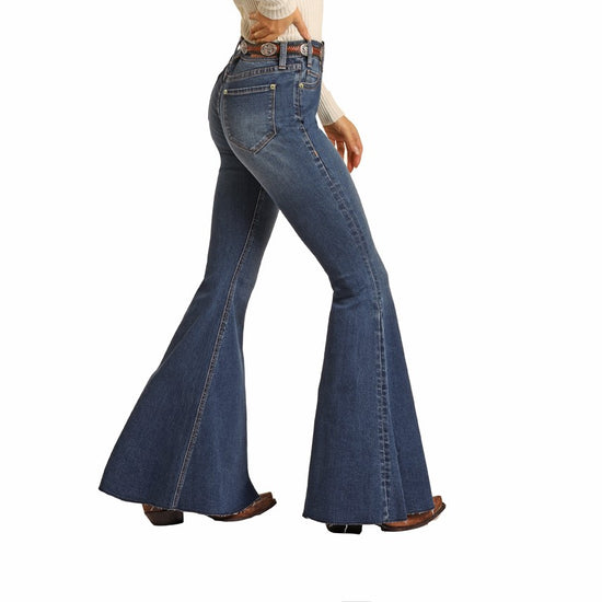 Rock & Roll Denim Ladies High Rise Bell Bottom Jeans WHB1670