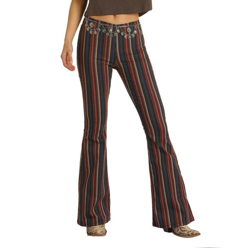 Rock & Roll Cowgirl Ladies Bargain Bell High Rise Stripe Jeans WPH1651