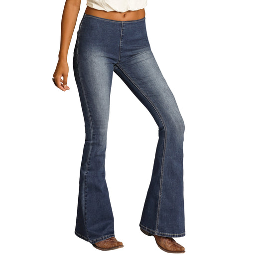 Load image into Gallery viewer, Rock &amp;amp; Roll Denim Ladies High Rise Pull On Bell Bottom Jeans WPH9754
