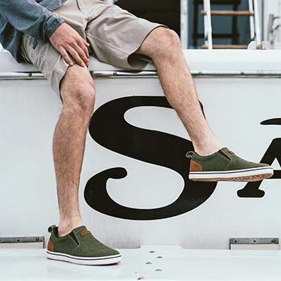 XTRATUF Men's Sharkbyte Canvas Olive Green Waterproof Slip On Shoes XSB300