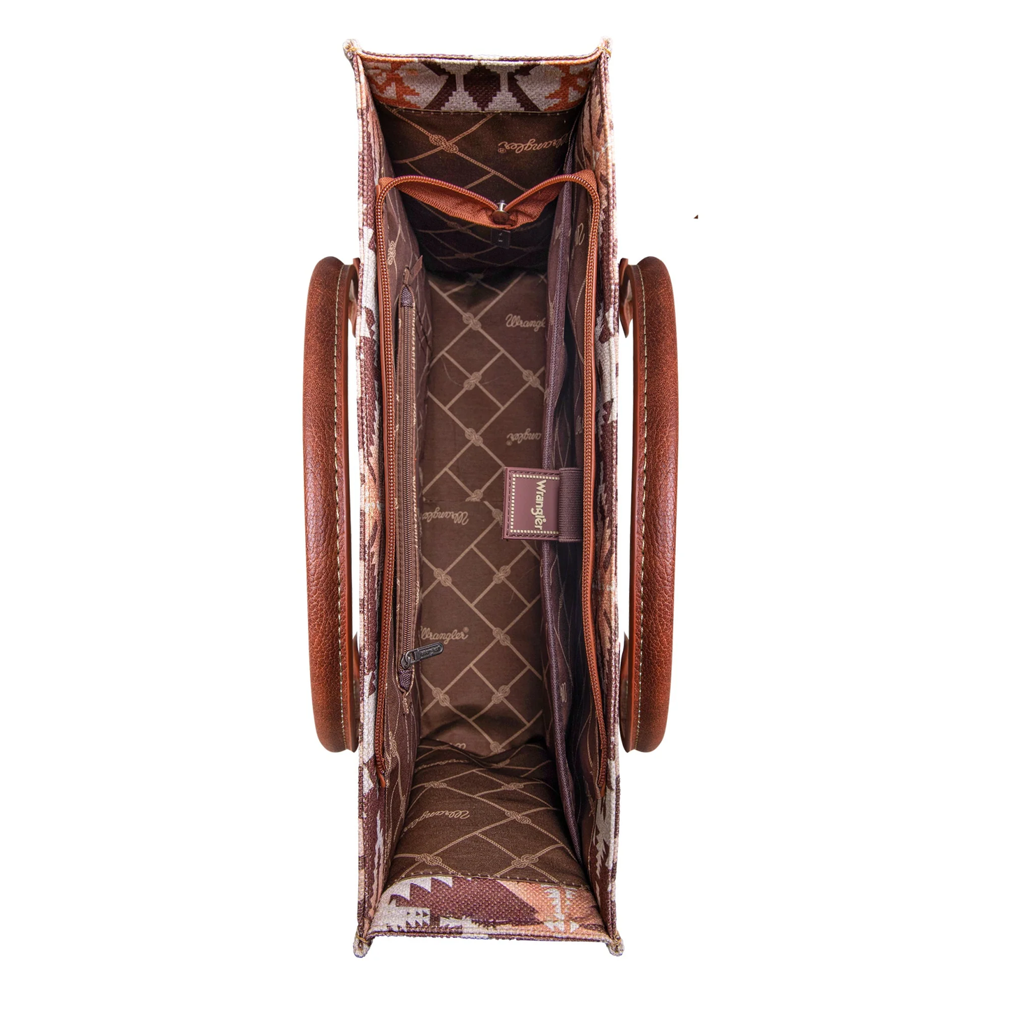 Wrangler Ladies Southwestern Dual Sided Light Coffee Brown Tote Bag WG2203-8119LCF