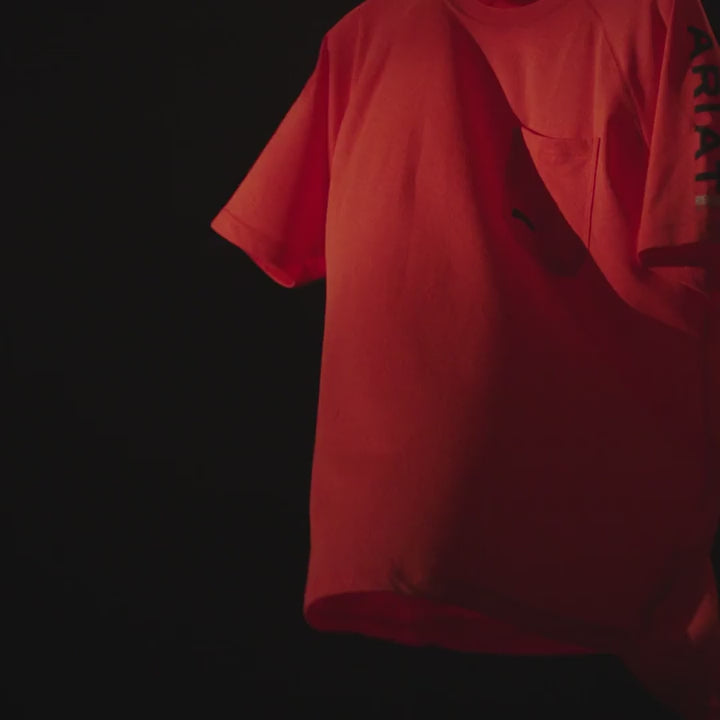 Load and play video in Gallery viewer, Ariat® Men&amp;#39;s Rebar Heat Fighter Short Sleeve Blue T-Shirt 10039462
