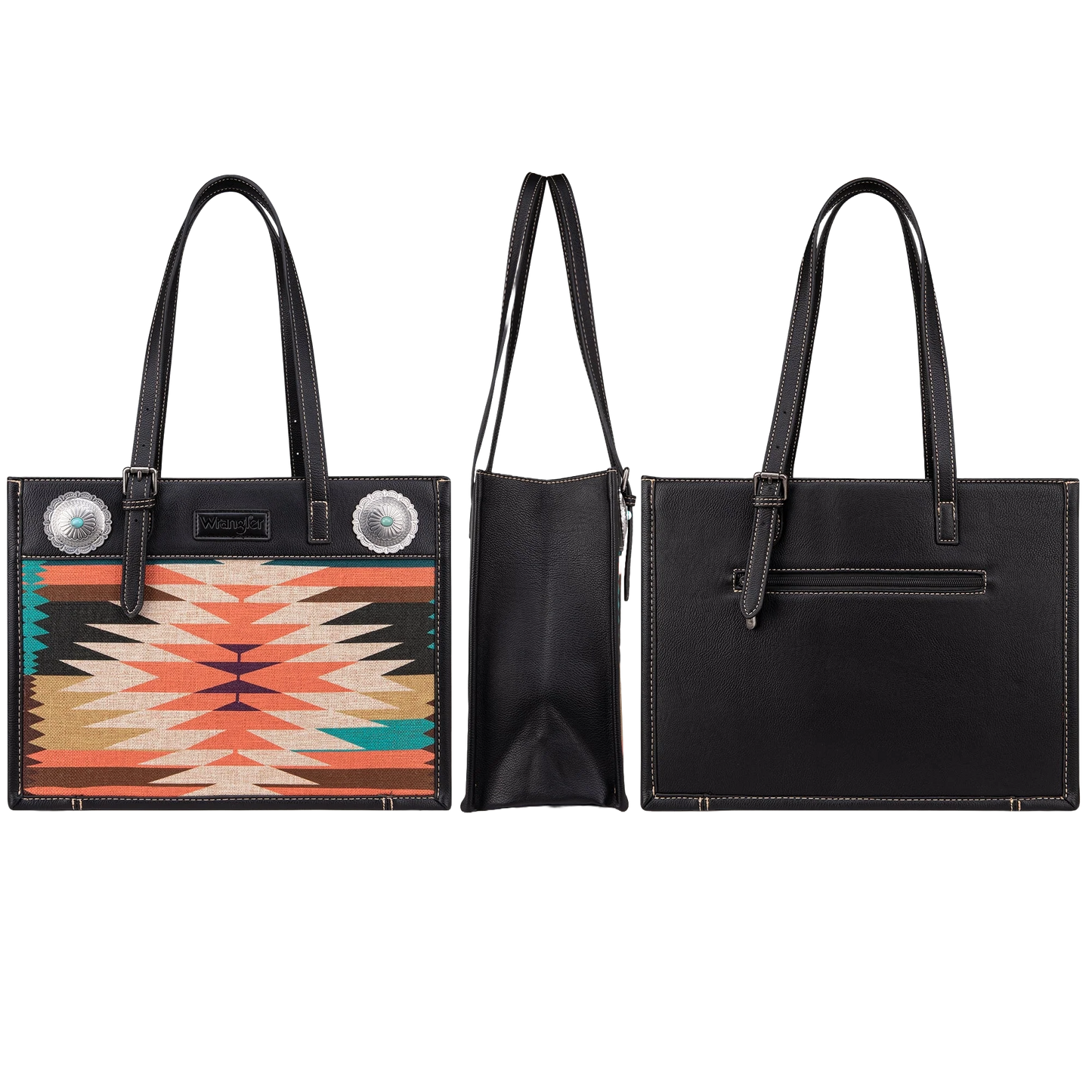 Wrangler Ladies Southwestern Aztec Printed Black Tote Bag WG52