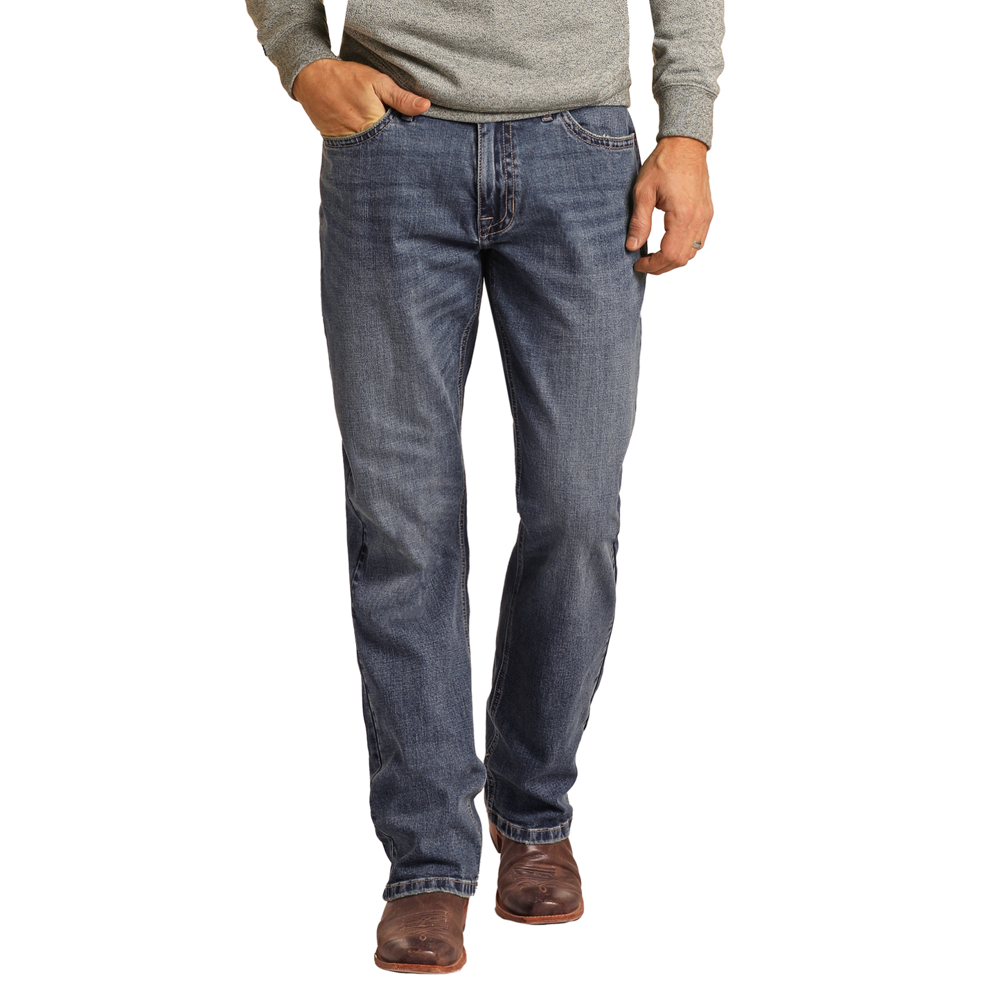 Rock & Roll Hooey Men's Double Barrel Stackable Bootcut Jeans HYMDTBR0