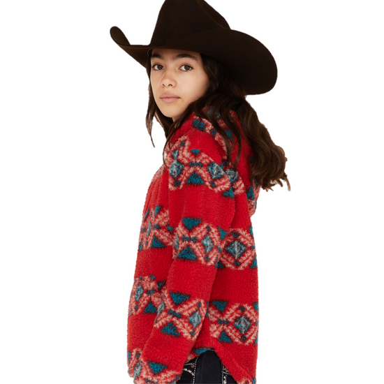 Cruel Denim® Girls Aztec Fleece Red Pullover CWK8470002