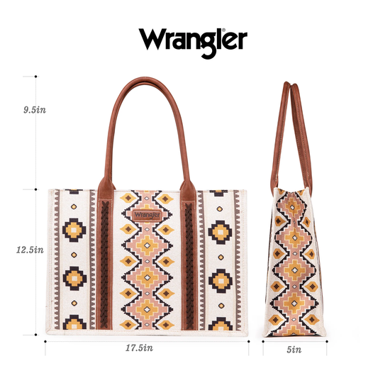 Wrangler Ladies Southwestern Dual Sided Coffee Brown Tote Bag WG2202-8119CF