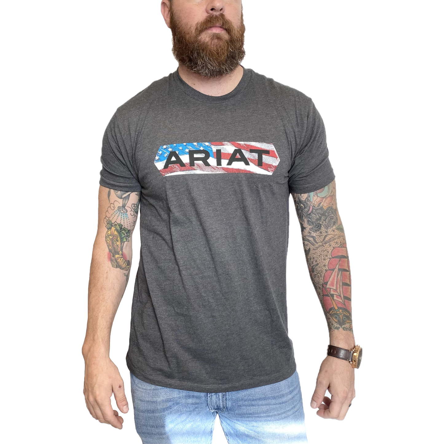 Ariat® Men's Flag Tone Short Sleeve Charcoal Heather T-Shirt 10038126