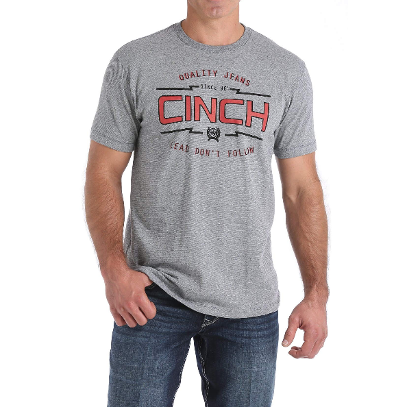 Cinch Men's Heather Grey Logo Graphic Short Sleeve T-Shirt MTT1690377