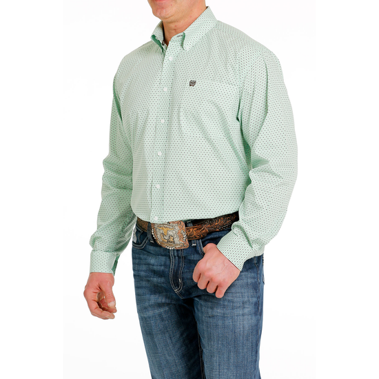 Cinch Men's Floral Green Button Down Shirt MTW1105546
