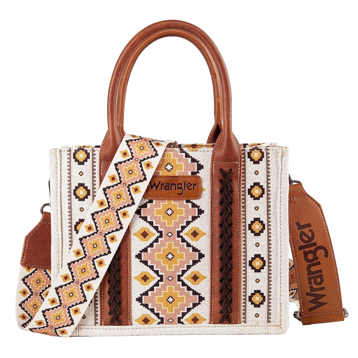 Load image into Gallery viewer, Wrangler Ladies Southwestern Small Coffee Brown Crossbody Tote Bag WG2202-8120SCF
