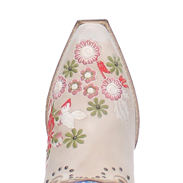 Dingo® Ladies Poppy White Western Floral Embroidered Boot DI732-WH