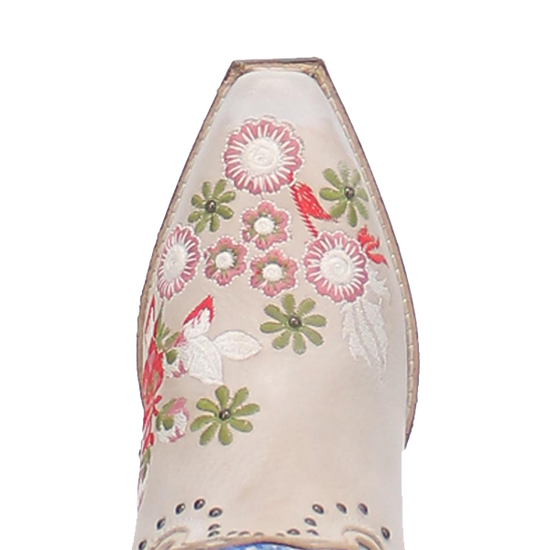 Dingo® Ladies Poppy White Western Floral Embroidered Boot DI732-WH