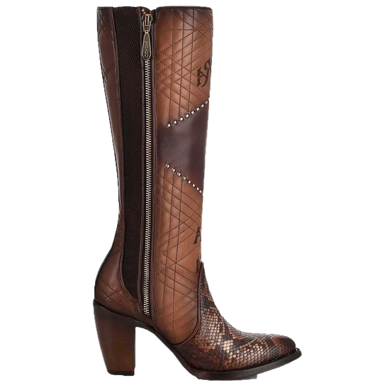 Cuadra Ladies Python Chestnut Brown Western Boots CU561