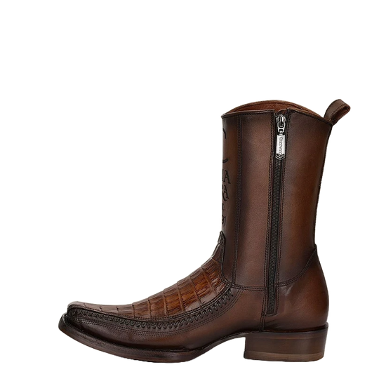 Cuadra Men's Caiman Leather Brown Western Boots CU698
