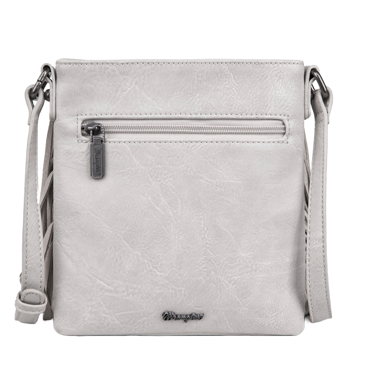Wrangler Ladies Leather Fringe Denim White Crossbody Bag WG44-8360BG