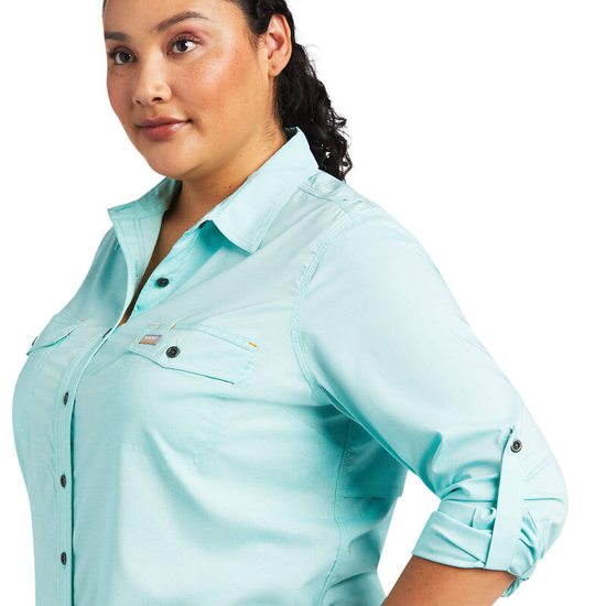 Ariat® Ladies Rebar VentTEK Aqua Sky Heather Button Down Shirt 10039480
