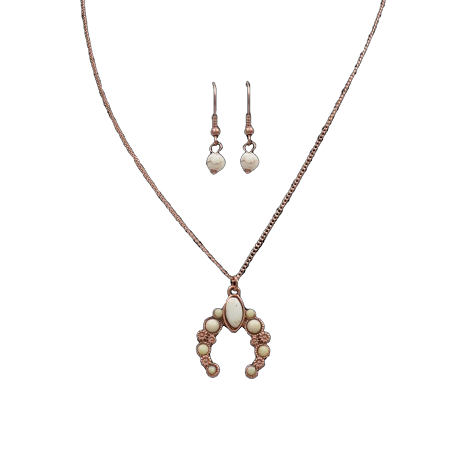 Silver Strike Ivory Stone Necklace & Earring Set DNE0736CBIV