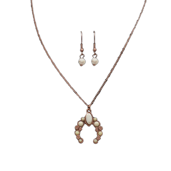 Silver Strike Ivory Stone Necklace & Earring Set DNE0736CBIV