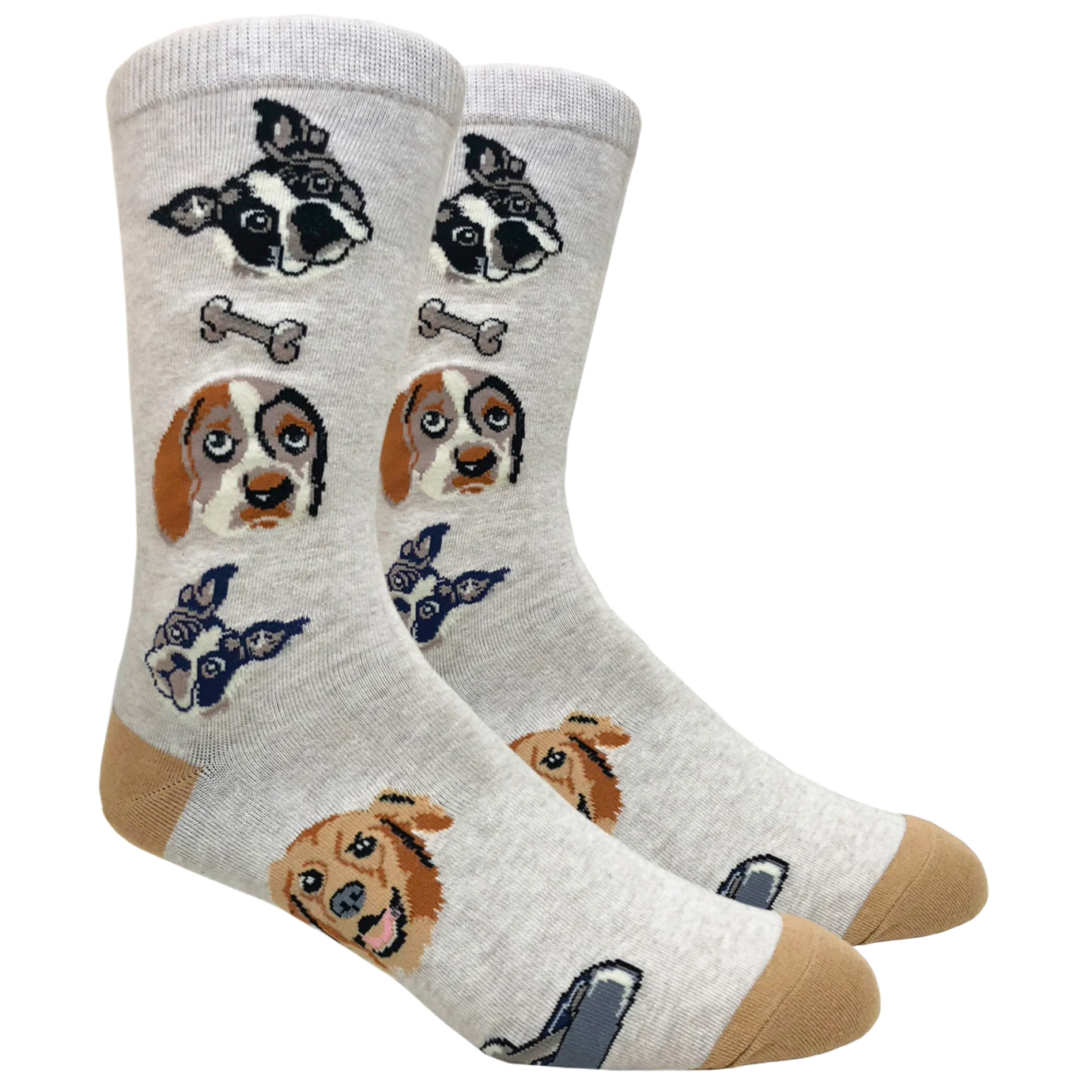 FineFit® Men's Cotton Beige Dog Lover Novelty Socks NV078A