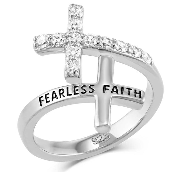 Montana Silversmiths Ladies Fearless Faith Crystal Cross Ring