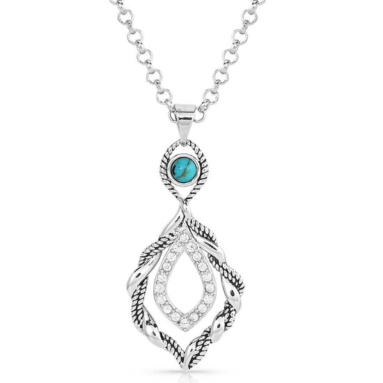 Montana Silversmiths Ladies Twisted In Time Crystal Turquoise Necklace NC5637