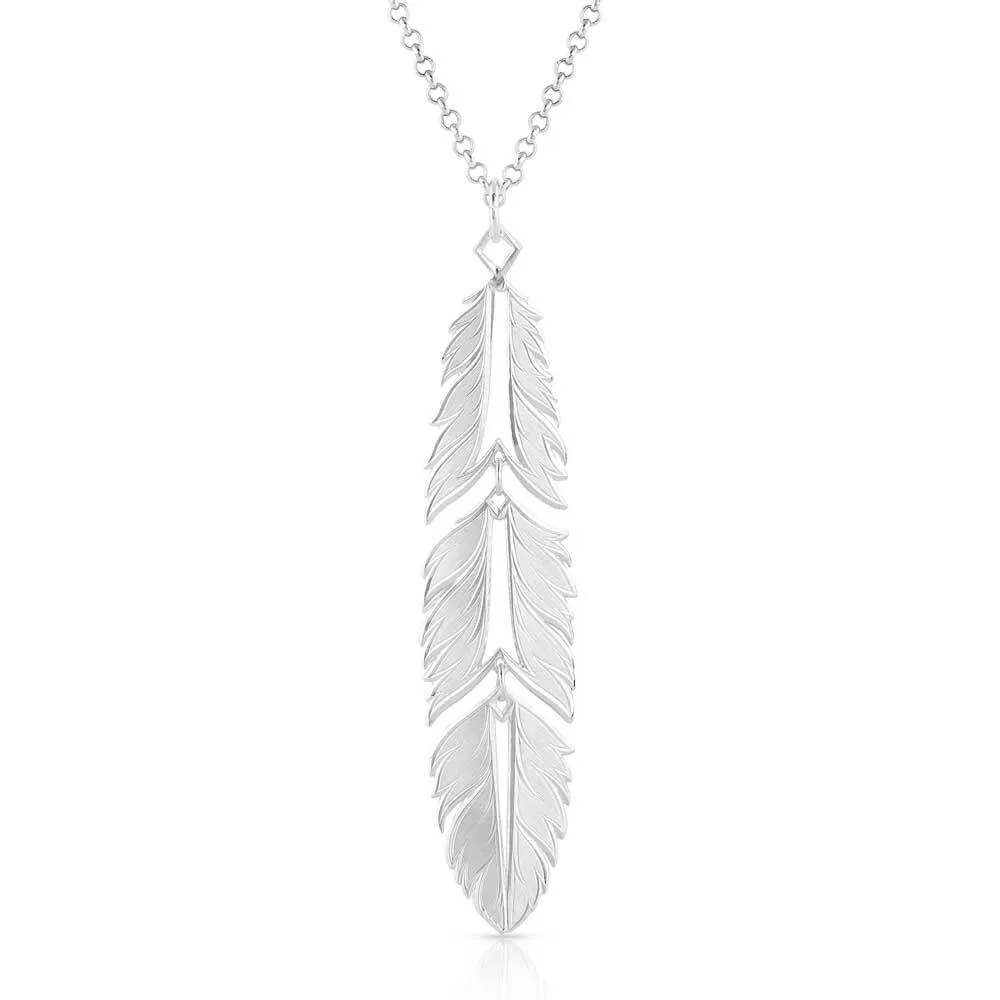 Montana Silversmiths Ladies Freedom Feather Silver Necklace AMNC5459