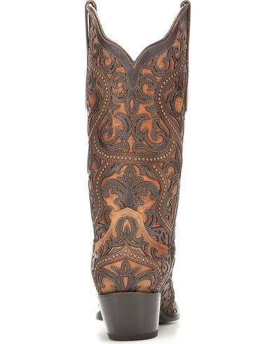 Corral Ladies Brown Full Overlay and Stud Boots G1309 - Wild West Boot Store