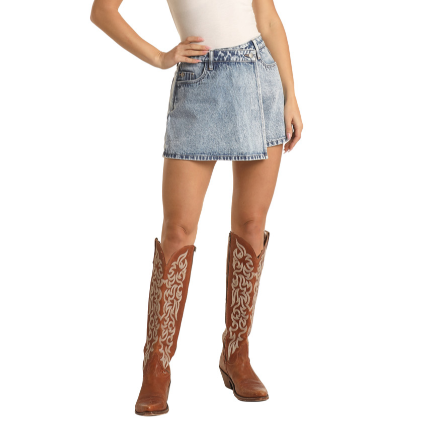 Rock & Roll Denim Ladies Medium Wash Denim Skort 68H3694