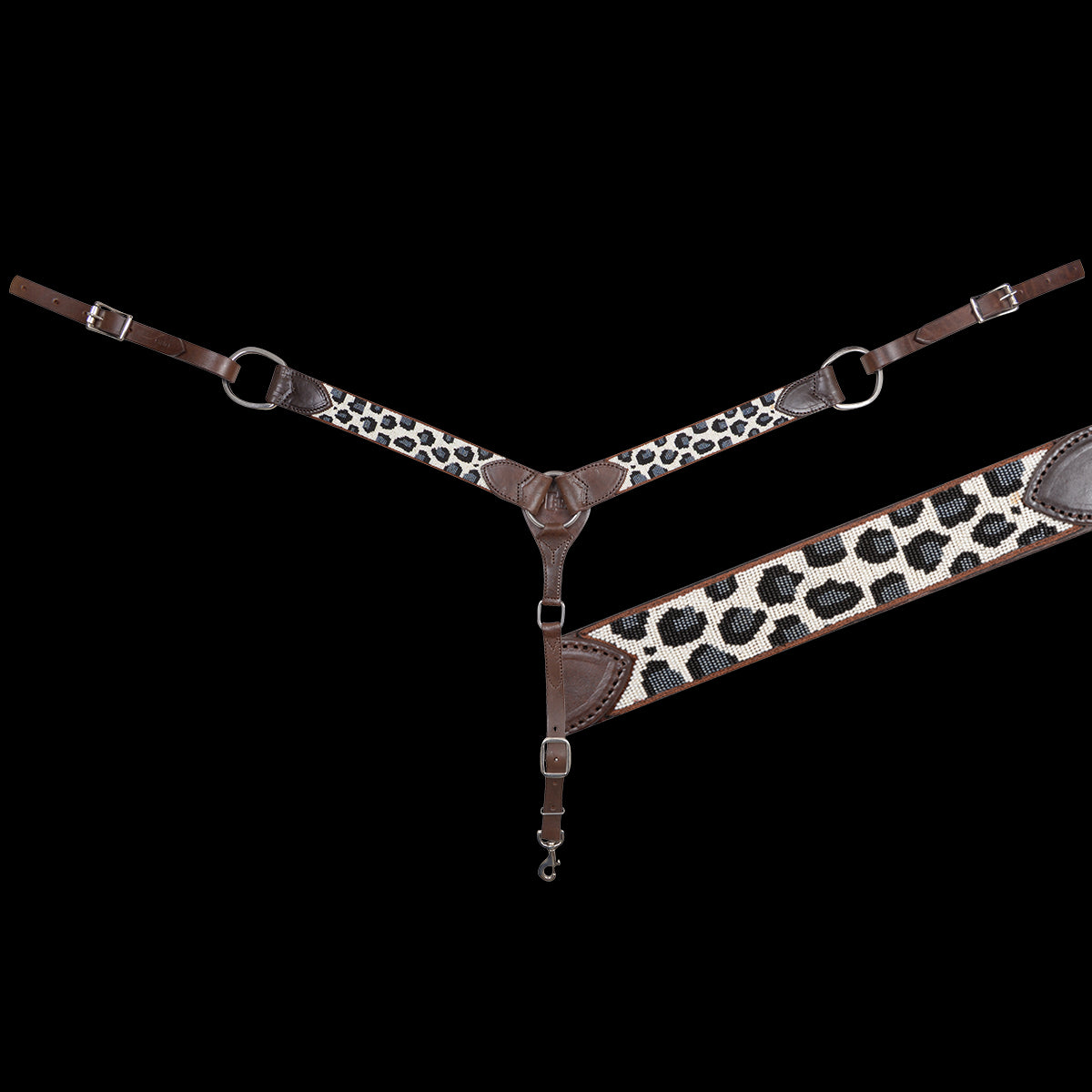 Cashel Beaded Grey Leopard Breastcollar