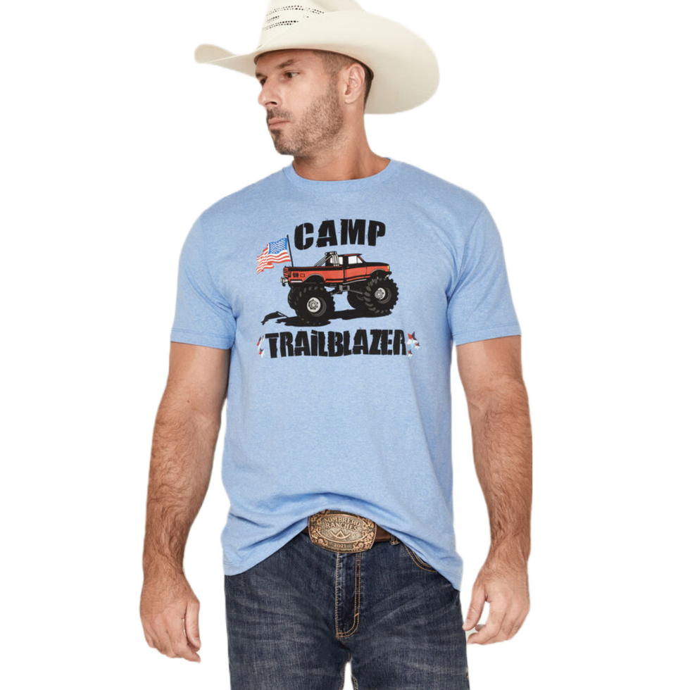 Cinch® Men's Camp Trailblazer Heather Blue Graphic T-Shirt MTT1690517