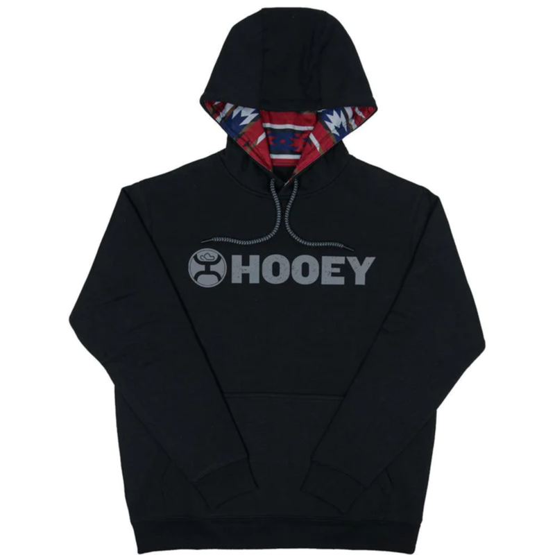 Hooey Men's Lock Up Black With Grey Logo Hooded Sweatshirt HH1177BK