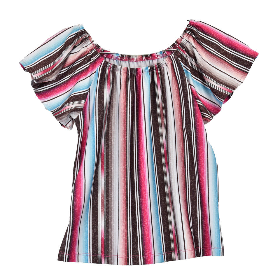 Cowgirl Hardware Toddler Girl's Serape Chocolate Short Sleeve Shirt 835752-661