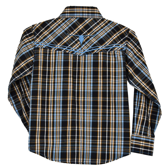Cowboy Hardware® Youth Boy's Austin Plaid Black Snap Shirt 325470-010