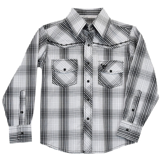 Cowboy Hardware Boy's Forge Plaid White Snap Shirt 325475-020-K
