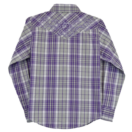 Cowgirl Hardware Girl's Hermosillo Purple Plaid Snap Shirt 425527-190