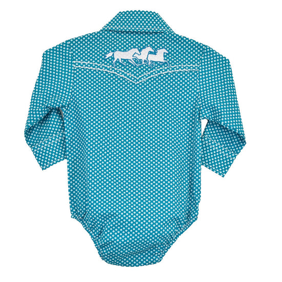 Cowgirl Hardware Infant Girl's Donut Turquoise Onesie 825523R-393-I