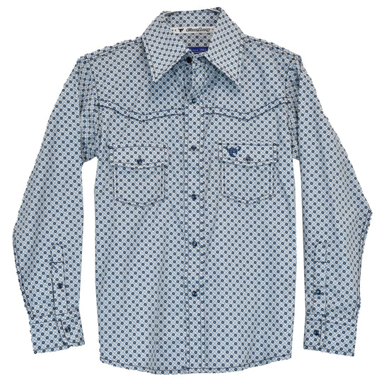 Cowboy Hardware Boy's Diamond Star Blue Snap Shirt 325465-400-K