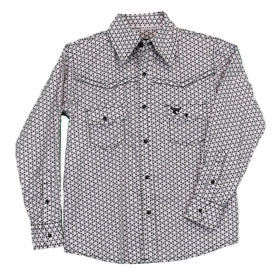 Cowboy Hardware Boy's Geometric Six Star Printed White Shirt 325474-020