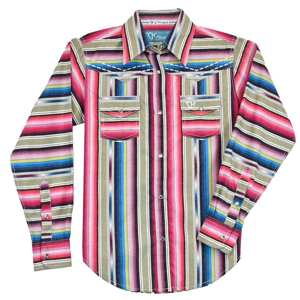 Cowgirl Hardware Girl's Multi-Color Serape Pink Snap Shirt 425491-750