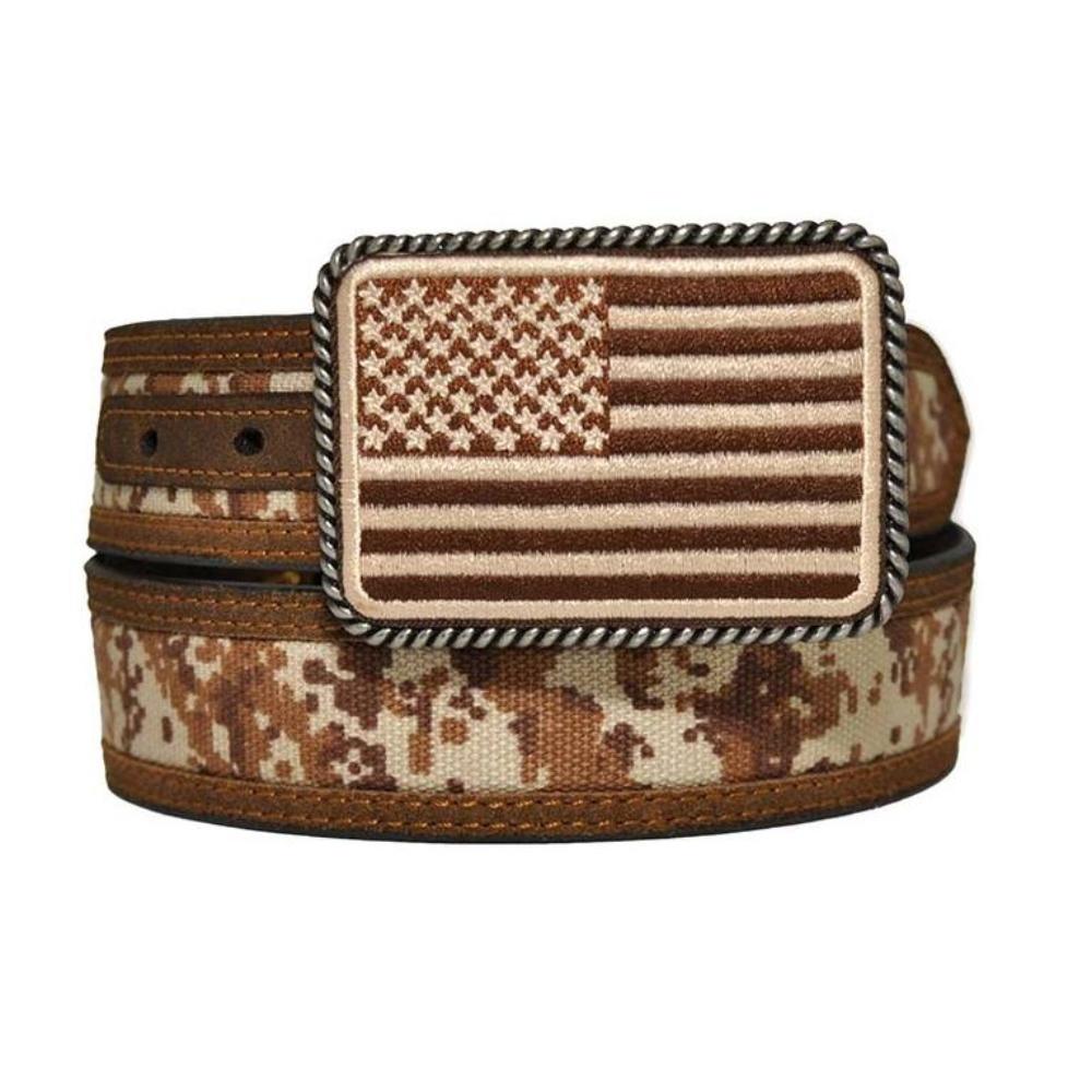 Ariat Men's USA Patriot Brown Digital Camo 1.5" Leather Belt A1030844