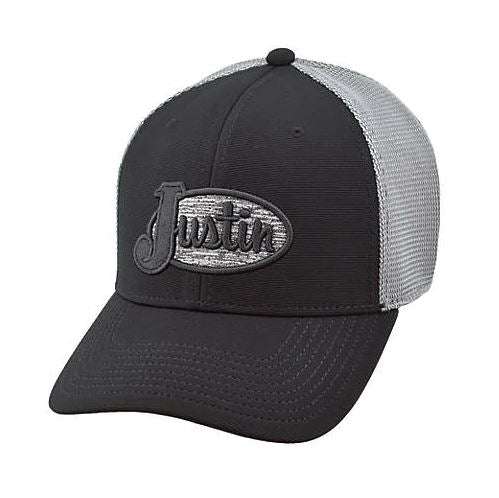 Justin Men's Logo Embroidered Dark Grey Snapback Hat JCBC721-DGRY