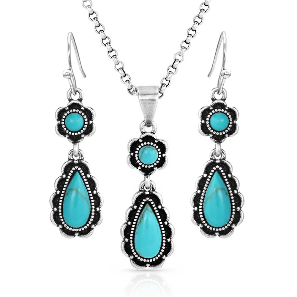 Montana Silversmiths Ladies Spring Showers Turquoise Jewelry Set JS5632